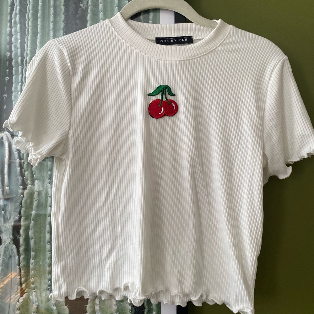 White Cherry Embroidered Shirt